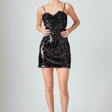 Sequin Flower Mini Dress