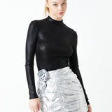 Shiny Turtle Neck Top