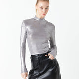 Shiny Turtle Neck Top