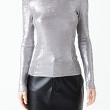 Shiny Turtle Neck Top