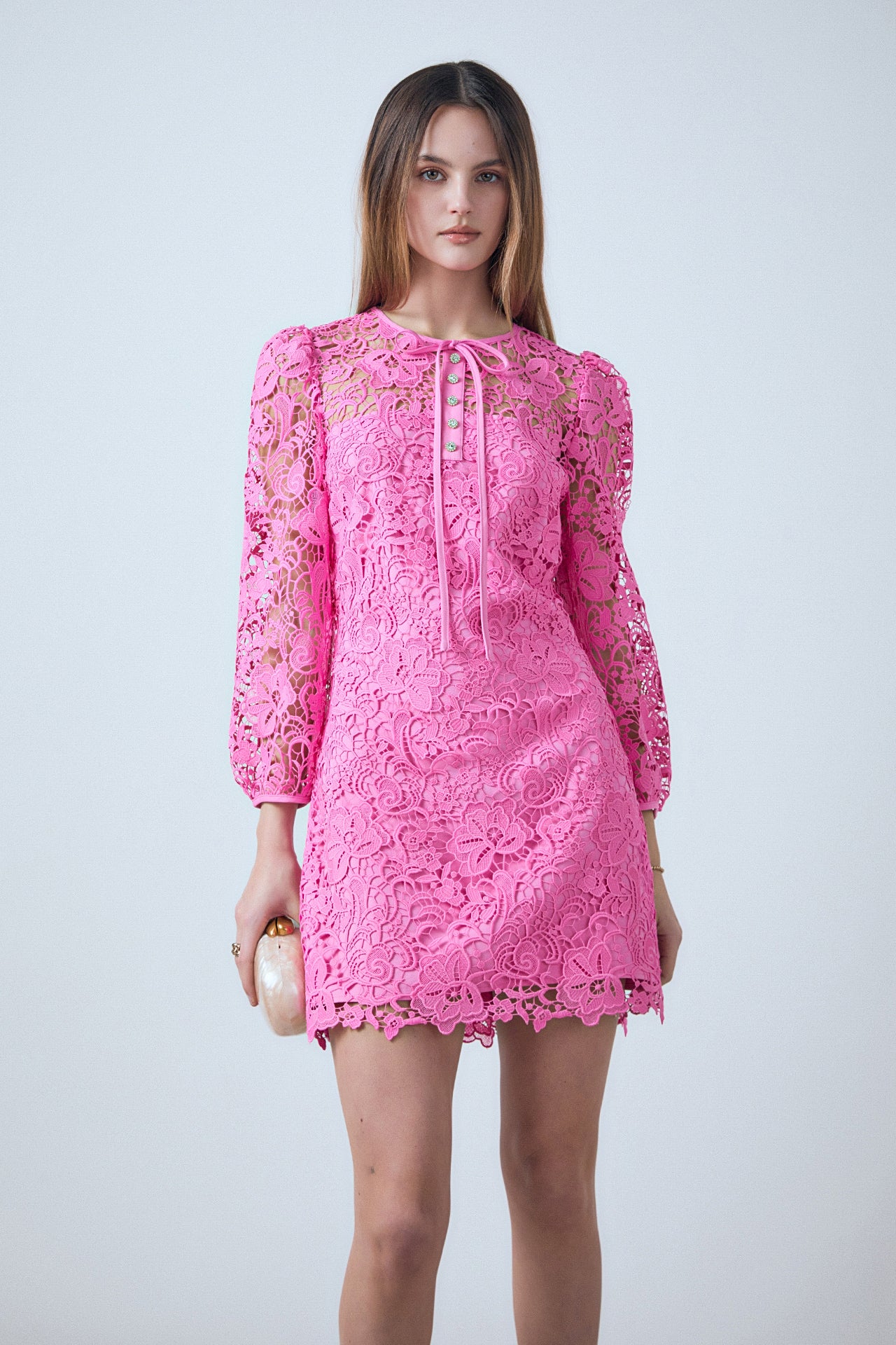 Endless Rose - Lace Mini Dress PINK / M Endless Rose - Lace Mini Dress PINK / M