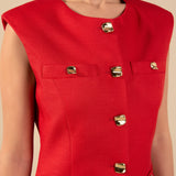 Chrishell Gold Buttoned Tailored Suit Vest
