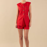 Chrishell Gold Buttoned Tailored Suit Vest