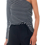 Stripe One Shoulder Top