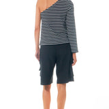 Stripe One Shoulder Top