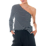 Stripe One Shoulder Top