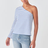 Stripe One Shoulder Top