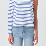 Stripe One Shoulder Top