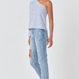 Stripe One Shoulder Top