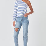 Stripe One Shoulder Top