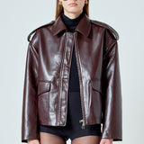 Vegan Leather Oversized Jacket