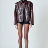 Vegan Leather Oversized Jacket