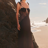 Lace See Through Midi Dress