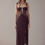 Lace See Through Midi Dress