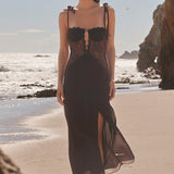 Lace See Through Midi Dress