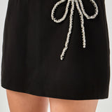 Rhinestone Bow Low Rise Mini Skort