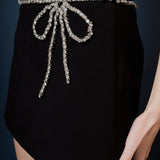 Rhinestone Bow Low Rise Mini Skort