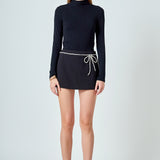 Rhinestone Bow Low Rise Mini Skort