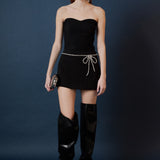 Rhinestone Bow Low Rise Mini Skort