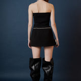 Rhinestone Bow Low Rise Mini Skort