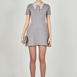 Detachable Rhinestone Collar Knit Dress