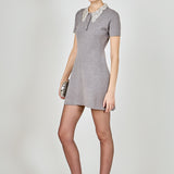 Detachable Rhinestone Collar Knit Dress