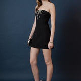 Rhinestone Bow Tube Mini Dress