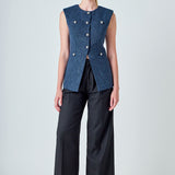 Textured Fabric Long Vest