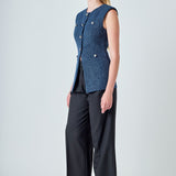 Textured Fabric Long Vest