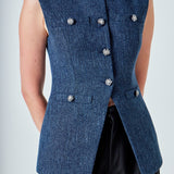 Textured Fabric Long Vest