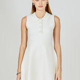 Pearl Bow Sleeveless Flare Knit Dress