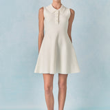 Pearl Bow Sleeveless Flare Knit Dress
