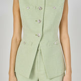 Jewel-Button Long Vest
