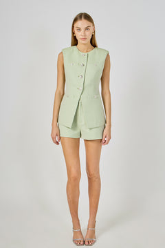 Jewel-Button Long Vest