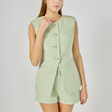 Jewel-Button Long Vest