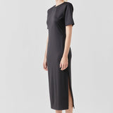 Power Shoulder Maxi Dress
