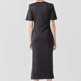 Power Shoulder Maxi Dress