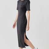 Power Shoulder Maxi Dress