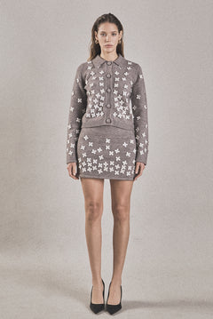 Flower Detail Knit Cardigan