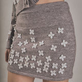 Flower Detail Knit Skirt