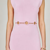 Ring Detailed Power Shoulder Knit Mini Dress