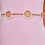 Ring Detailed Power Shoulder Knit Mini Dress