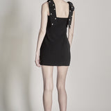 Mini Dress With Rhinestone & Pearl Embellished Bow