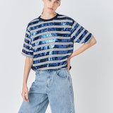 Sequin Stripe Top