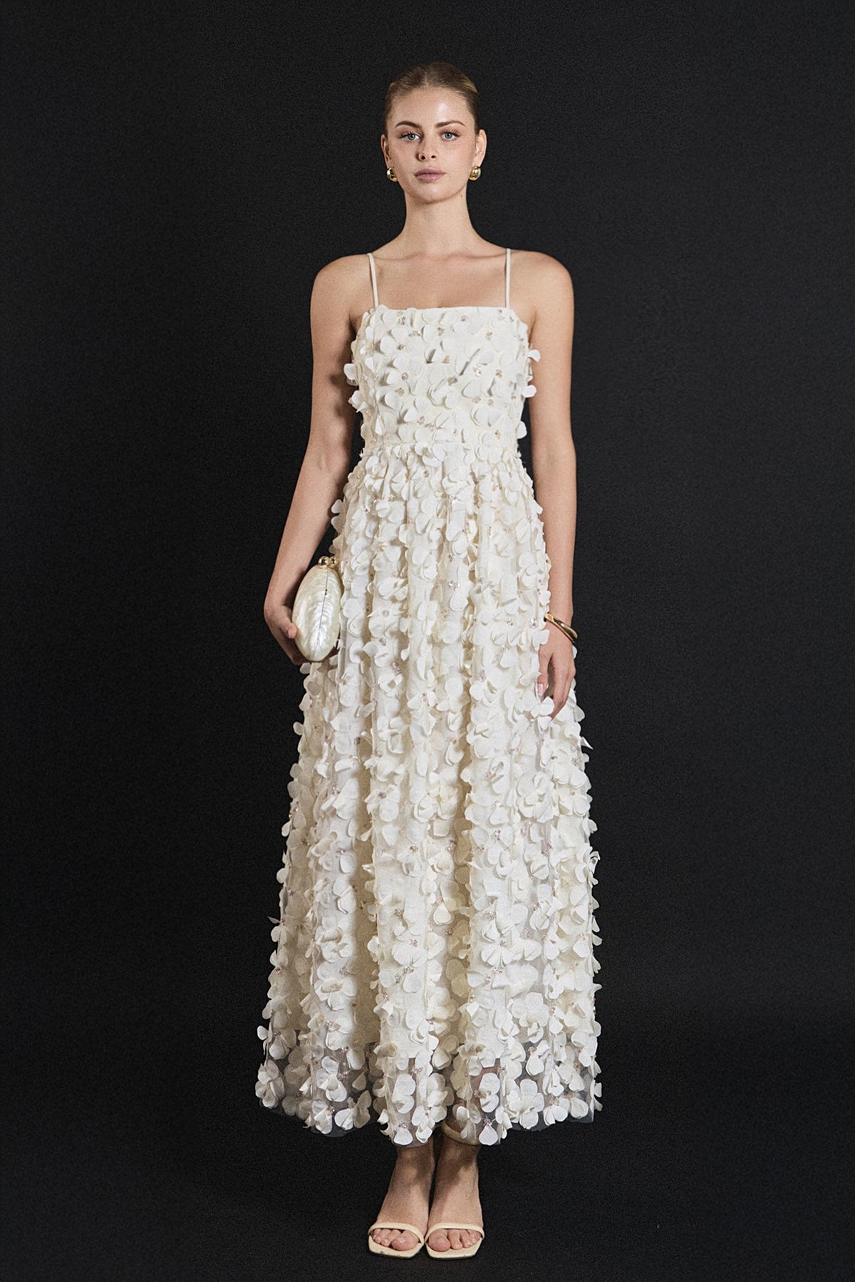 sleeveless midi dress Endless Rose Women's 3D Floral rose_vermeil Color:Latte and beadwork Amolika Add to Wishlist