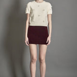 Pearl Trim Short Sleeve Sweater