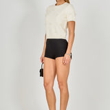 Pearl Trim Short Sleeve Sweater