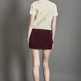 Pearl Trim Short Sleeve Sweater