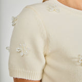 Pearl Trim Short Sleeve Sweater