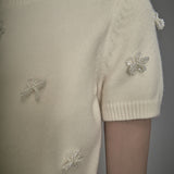 Pearl Trim Short Sleeve Sweater